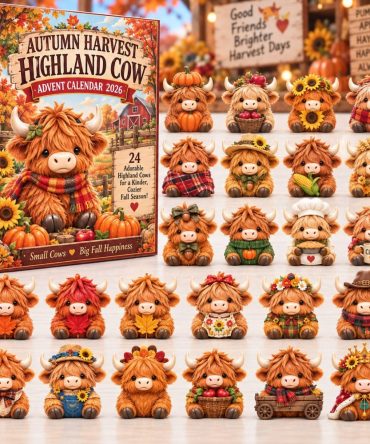 2026 Mini Highland Cow Charm Calendar - 24 Small Acrylic Cow Figures, Cute Daily Countdown For Kids, Stocking Stuffer