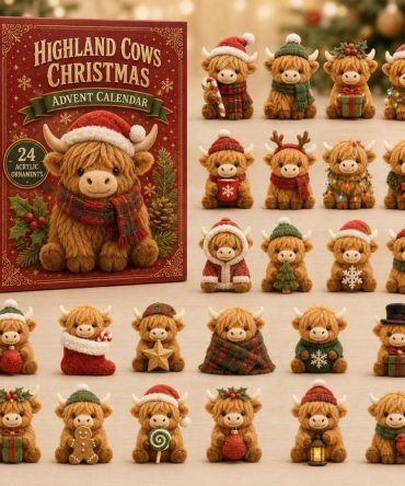 Festive Highland Cow Christmas Advent 2026 — 24-Day Acrylic Charms Countdown, Charming Holiday Gift For Cow Lovers