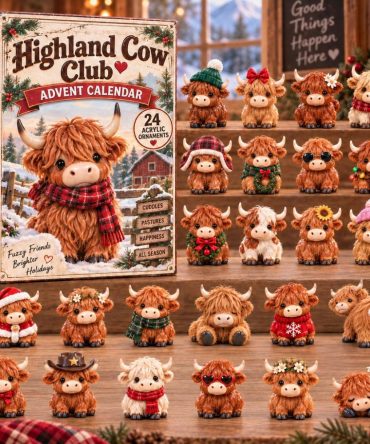 Highland Cow Club Collectible Advent Calendar 2026 - 24-Day Member-Style Countdown With Acrylic Charms, Exclusive Holiday Gift