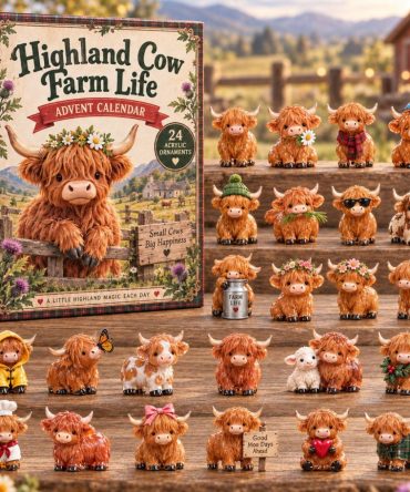 Highland Cow Farm Life Advent Calendar 2026 - 24-Day Countryside Countdown With Acrylic Charms, Rustic Farmhouse Holiday Gift