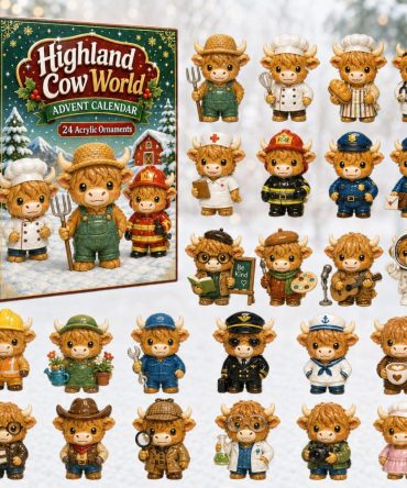 2026 Highland Cow World Collector'S Countdown Calendar — 24 Acrylic Highland Cow Charms, Unique Gift For Animal Lovers