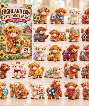 2026 Highland Cow Farmhouse Advent Calendar — 24 Rustic Acrylic Charms, Cozy Barnyard Countdown Gift For Animal Lovers