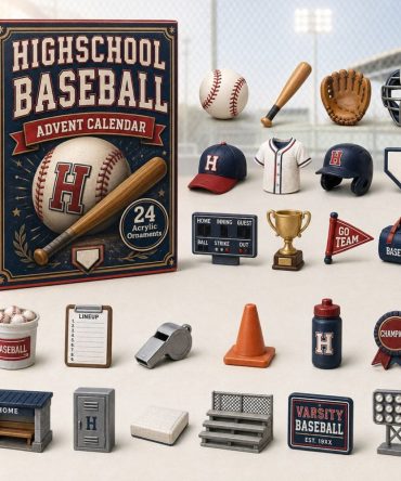 High School Baseball 24-Day Advent Calendar — Acrylic Baseball Themed Charms, Team Spirit Holiday Countdown Gift For Players & Fans