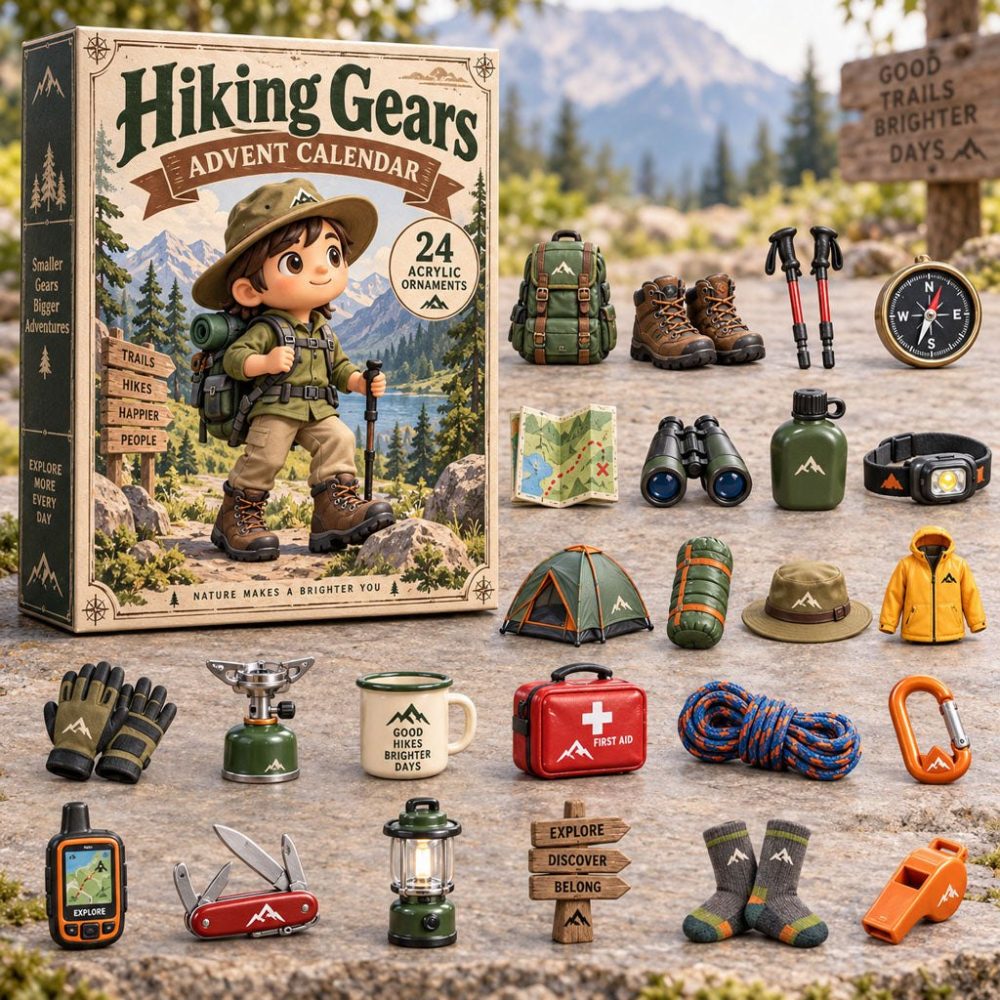Hiking Gears 2026 Advent Calendar — 24-Day Outdoor Countdown With Mini Acrylic Gear Charms, Ideal Gift For Hikers & Outdoor Lovers