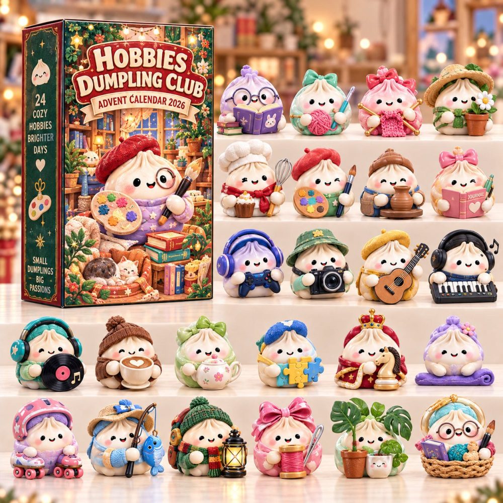 2026 Hobbies Dumpling Club Advent Set - 24 Cute Acrylic Charms, Daily Diy & Hobby-Themed Countdown For Crafters & Kids