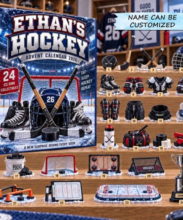 2026 Hockey 24-Day Holiday Countdown — Acrylic Charm Collectibles For Fans, Players & Kids, Gift-Ready Display