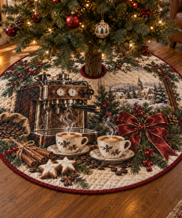 Luxurious Chocolate Espresso Quilted Tree Skirt For Christmas - Plush Holiday Floor Décor To Complete Your Festive Tree