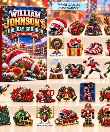 Holiday Gridiron Advent Calendar 2026 — 24-Day Football Countdown With Acrylic Charms, Perfect Fan Gift & Game-Day Decor