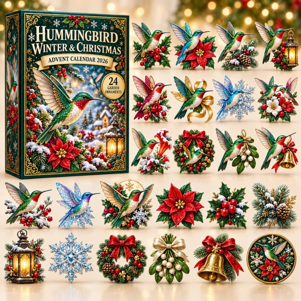2026 Holiday Hummingbird Advent Calendar – 24-Day Acrylic Charms, Festive Bird Ornaments & Seasonal Decor Gift For Nature Fans