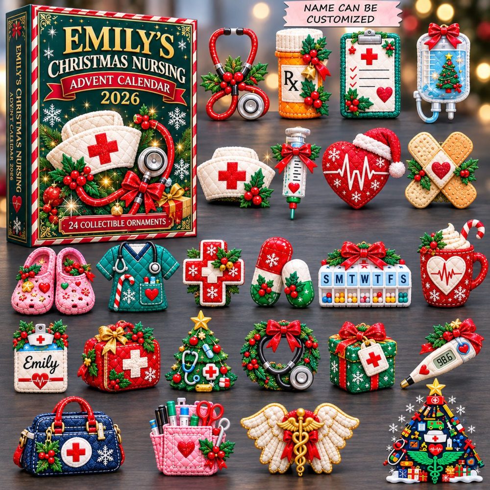 Holiday Nursing Care 24-Day Advent Calendar 2026 — Acrylic Medical Charm Countdown For Nurses, Caregivers & Healthcare Teams