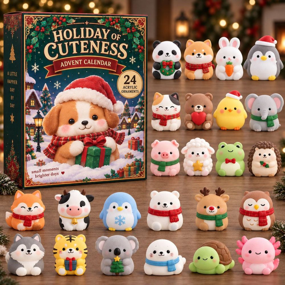 Holiday Of Cuteness Advent Calendar — 24 Kawaii Mini Surprises & Acrylic Charms, Cute Collectible Countdown For Kids And Teens