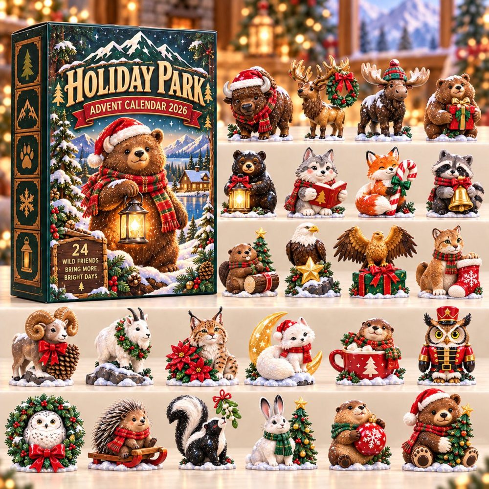 2026 Holiday Park Countdown Calendar — 24 Acrylic Charm Keepsakes, Festive Miniatures For Family Holiday Decor & Gifts