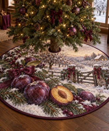 Holiday Plum Quilted Christmas Tree Skirt — Deep Rich Toned Festive Base Cover, Plush Quilting & Luxurious Seasonal Accent For Stylish Holiday Decorating