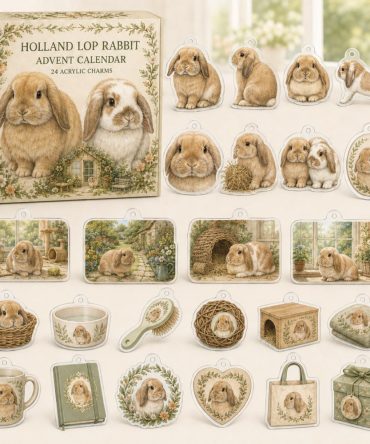 Holland Lop Rabbit 24-Day Charm Advent Calendar - Acrylic Bunny Collectibles For Rabbit Lovers , Cute Holiday Countdown & Giftable Set