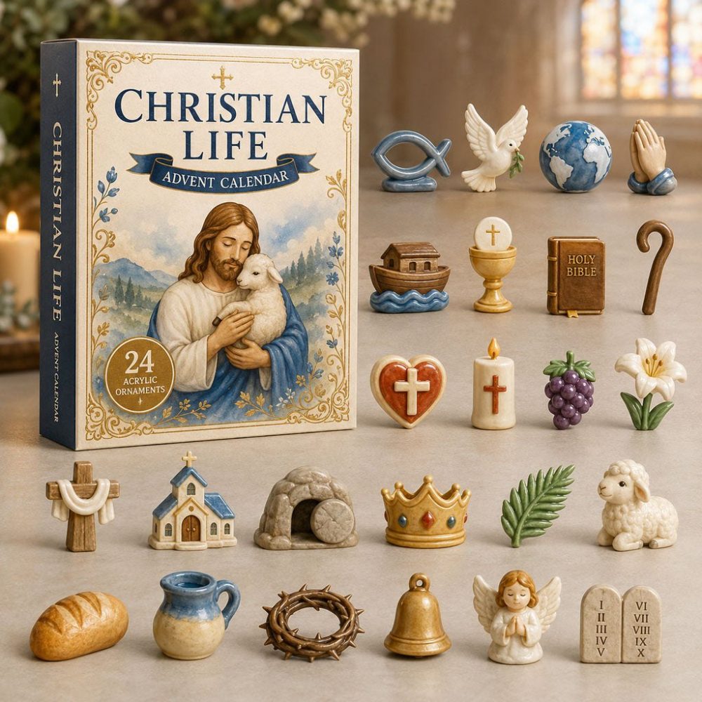 2026 Holy Life Inspirational Holiday Countdown Calendar — 24-Day Acrylic Charms With Faith Motifs, Meaningful Gift For Believers