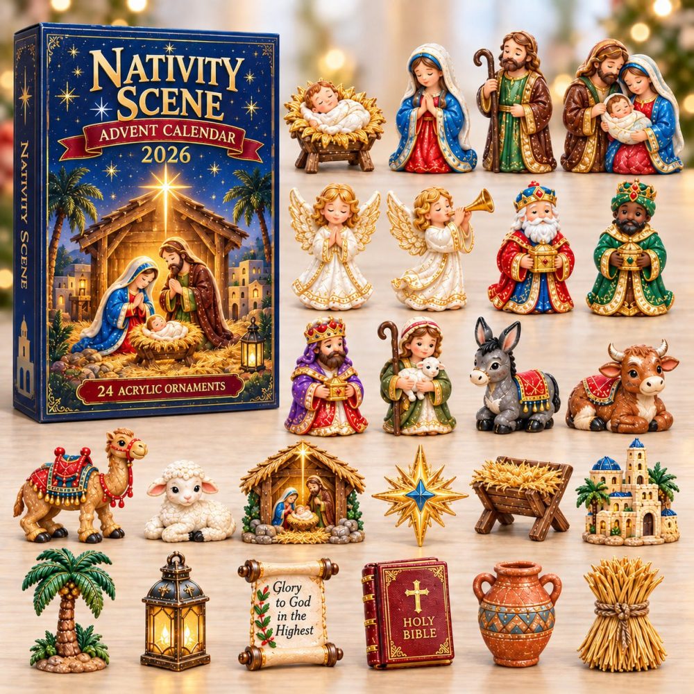 2026 Holy Nativity Story 24-Day Advent Countdown — Acrylic Faith Charms, Inspirational Christian Holiday Gift