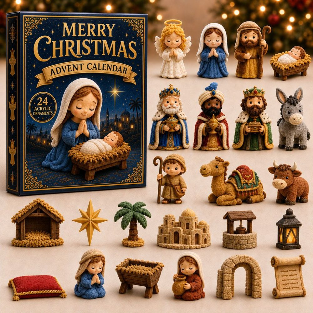 2026 Holy Night Christmas Countdown Calendar — 24 Spiritual Acrylic Charms Celebrating The Nativity, Faith-Based Holiday Gift