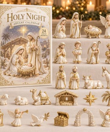 2026 Holy Night Ivory Nativity 24-Day Advent Countdown - Elegant Acrylic Charms & Countdown Garland, Christmas Gift