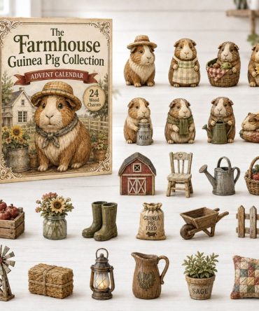 2026 Homestead Guinea Farmhouse Countdown Calendar — 24 Wooden Charm Surprises, Rustic Small-Animal Gift For Homestead Fans