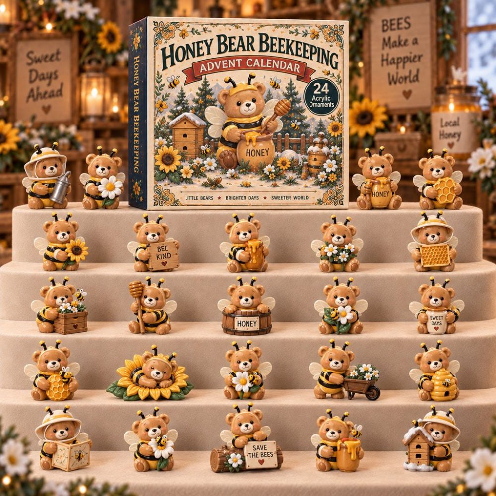 Honey Bear Beekeeping 24-Day Sweet Countdown 2026 — 24 Acrylic Bee & Bear Charms, Delightful Gift For Beekeepers