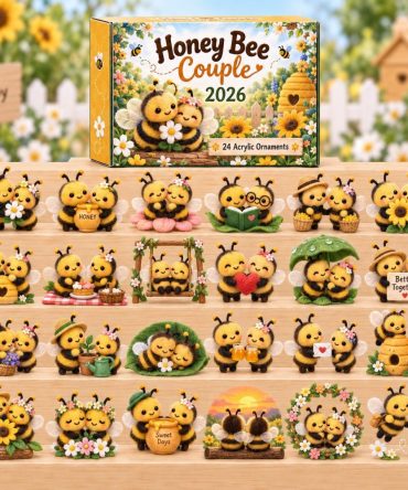 Honey Bee Couple Advent Calendar 2026 — 24 Charming Acrylic Pieces Celebrating Bee Pair Bonding , Romantic & Cute Gift