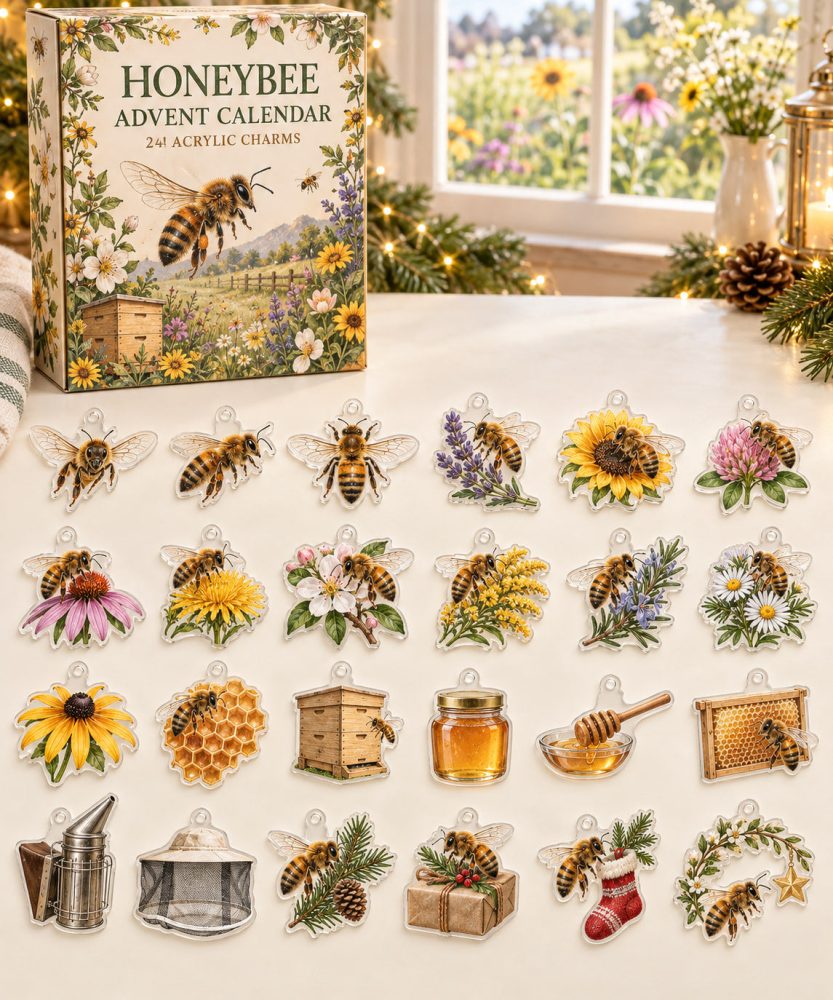 Honeybee Holiday Countdown — 24 Buzzing Acrylic Bee Charms, Eco-Friendly Themed Advent Set For Nature & Garden Gift Ideas 2026
