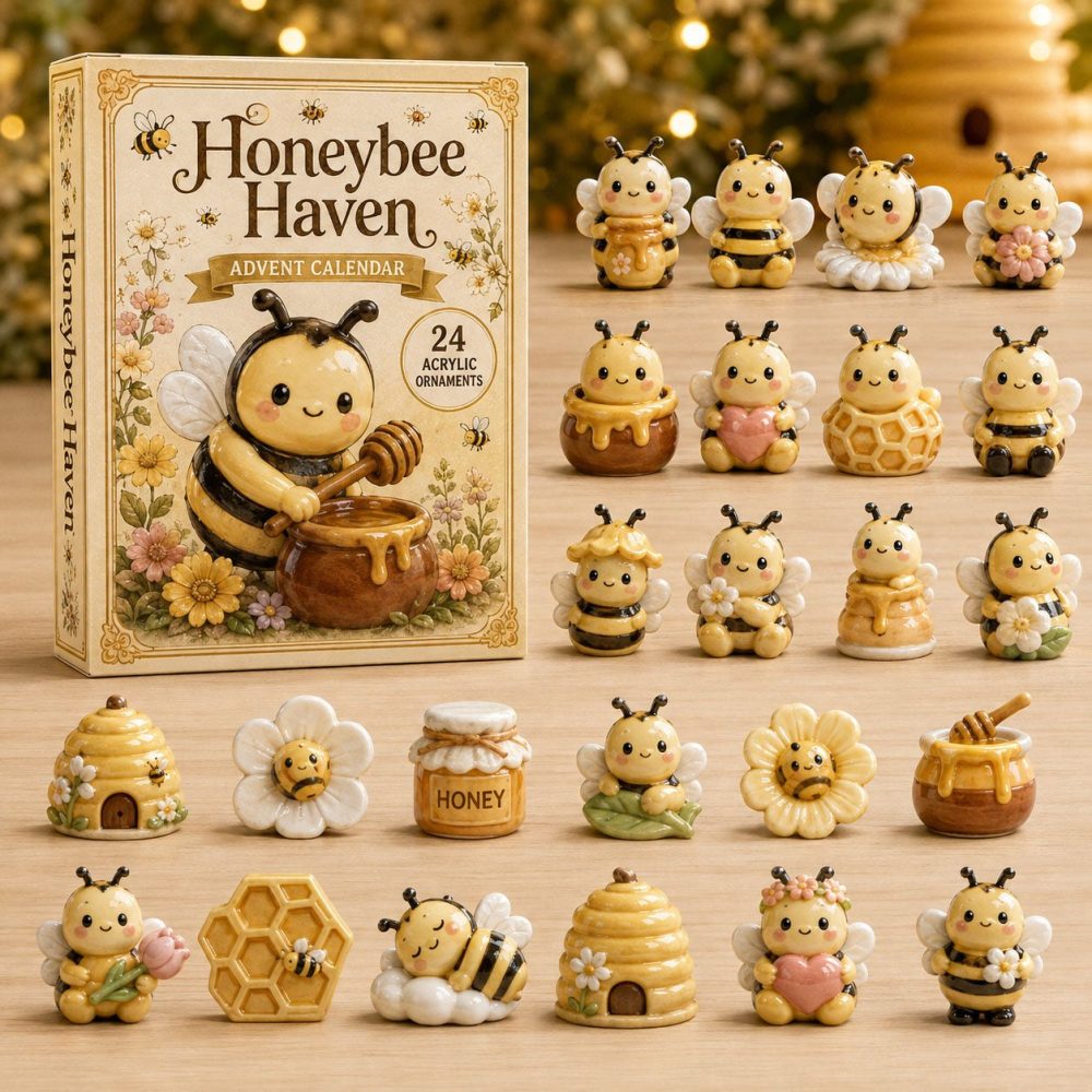 2026 Honeybee Haven 24-Day Holiday Countdown Calendar — Surprise Acrylic Bee Charms, Charming Gift For Beekeepers & Nature Lovers
