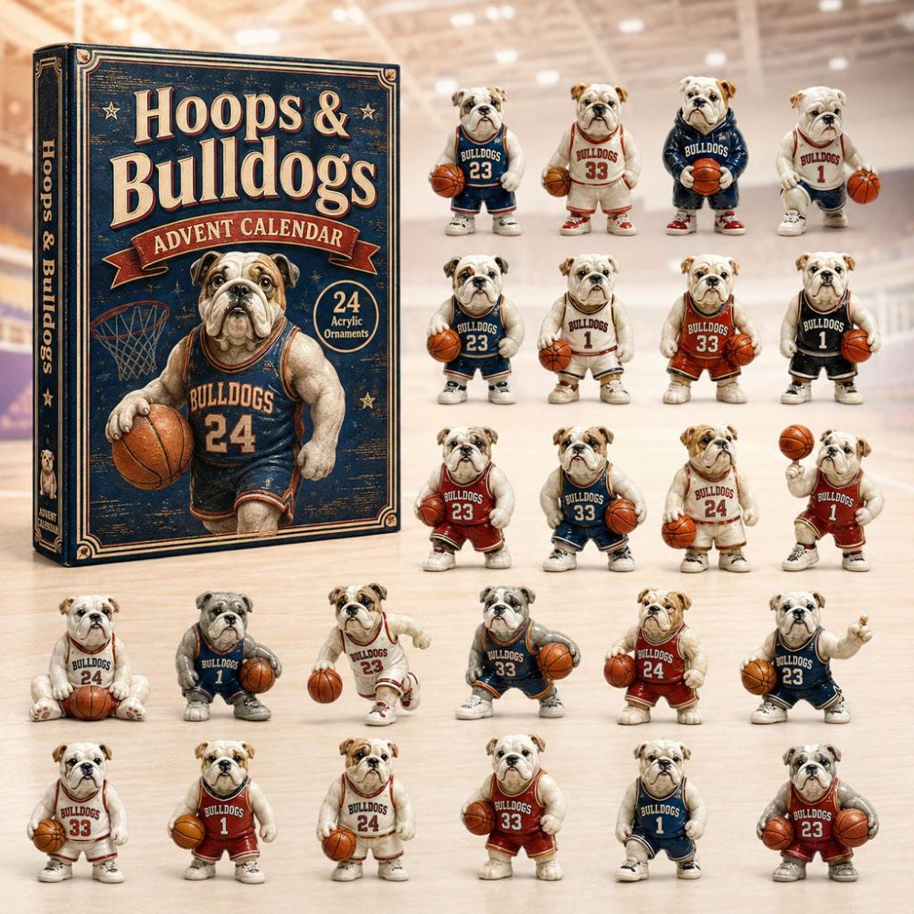 Hoops Bulldog 2026 Basketball Advent Calendar — 24-Day Acrylic Charm Countdown With Bulldog & Basketball Collectibles