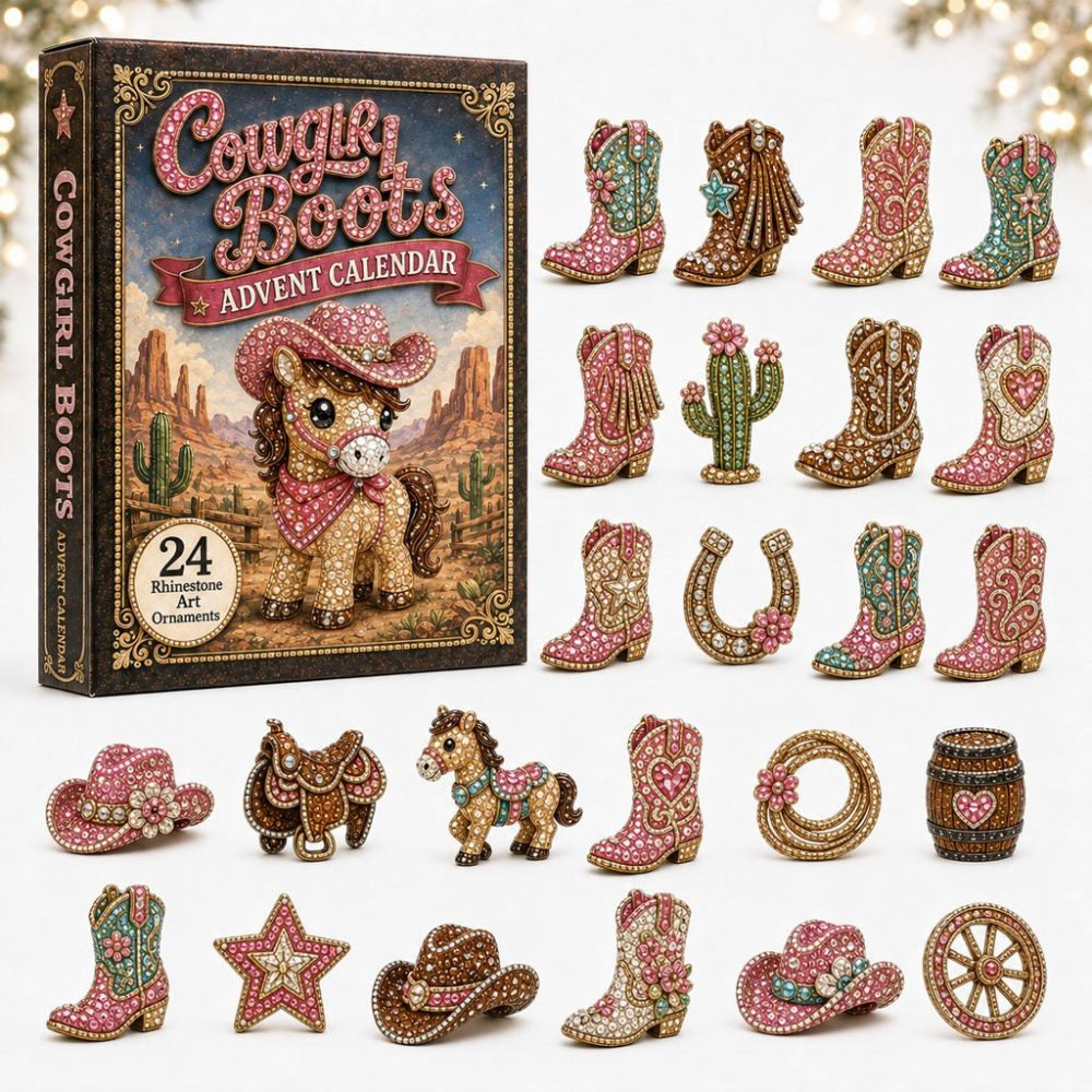 2026 Western Horse Boots Holiday Countdown Calendar — 24-Day Surprise Pack With Acrylic Boot & Saddle Charms, Gift For Riders