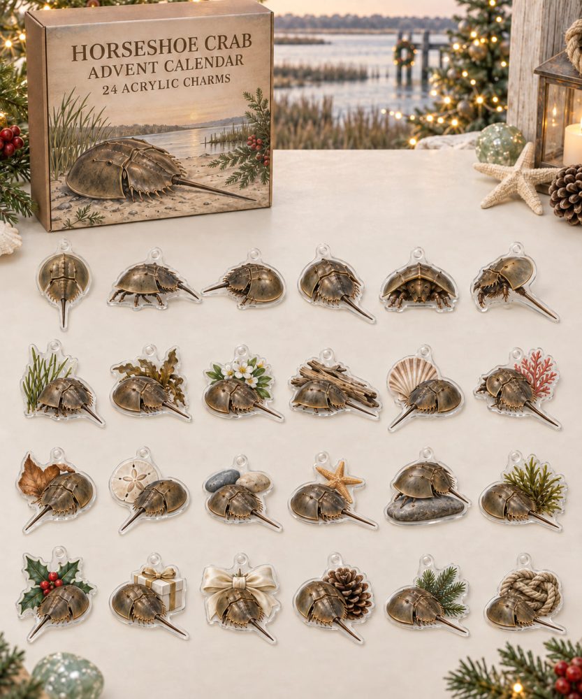 Horseshoe Crab Collector'S Advent Calendar — 24 Detailed Acrylic Marine Charms, Educational Ocean-Themed Countdown Gift For Kids & Adults
