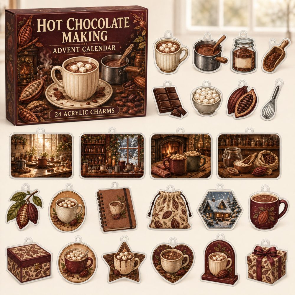 24-Day Hot Chocolate Charm Countdown: Cozy Cocoa-Themed Acrylic Charms For Winter Warmth — Giftable Collectibles For Chocolate & Cocoa Fans