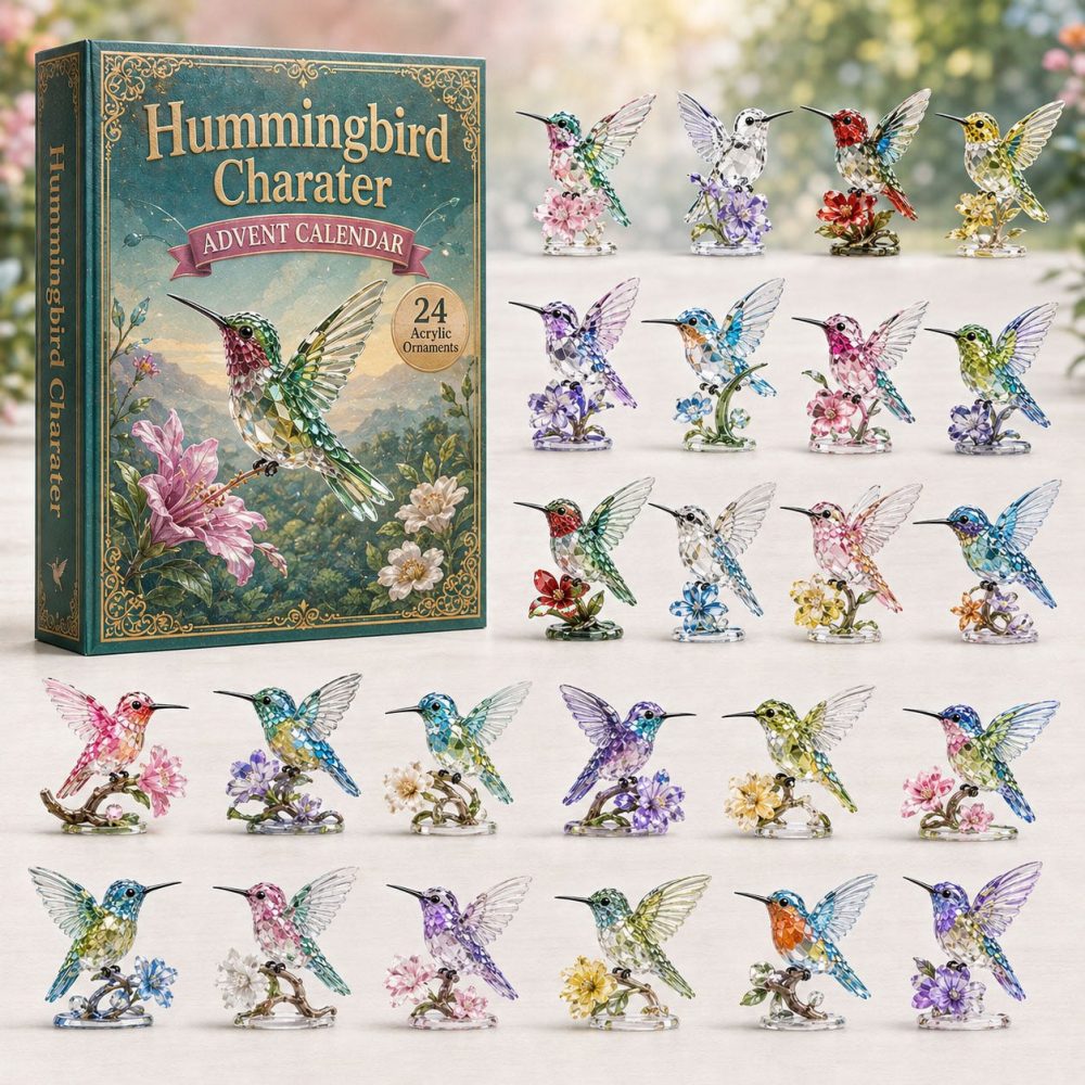 Hummingbird Character Collector Countdown 2026 - 24 Cute Acrylic Bird Charms, Gift For Nature & Bird Lovers