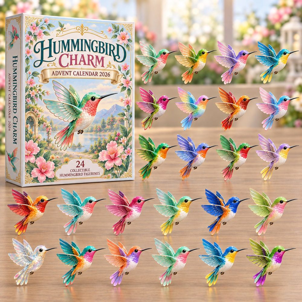 Delicate Hummingbird Charm Advent Calendar 2026 — 24-Day Acrylic Countdown, Hand-Painted Bird Ornaments & Gifts