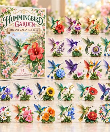 Hibiscus Hummingbird Garden Advent Calendar 2026 — 24-Day Acrylic Charm Countdown, Tropical Floral Holiday Gift Set