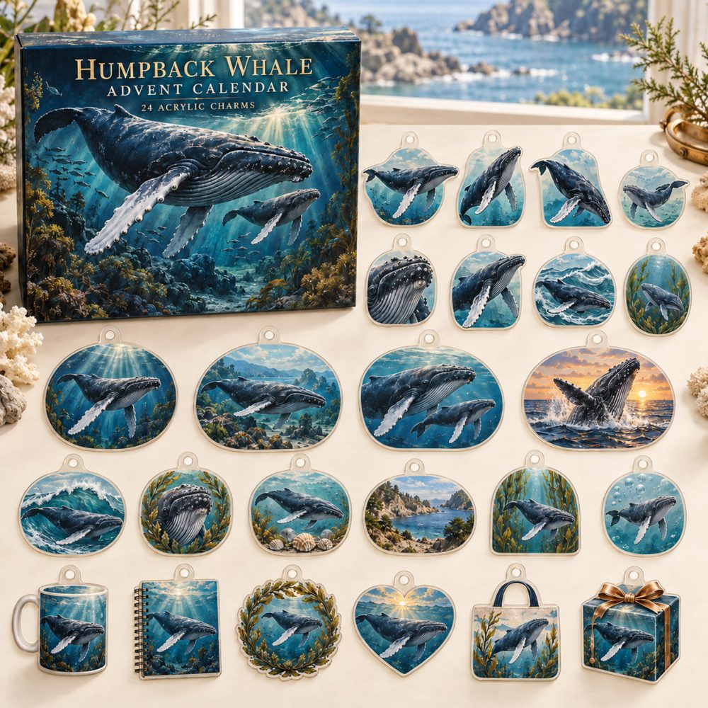 24-Day Humpback Whale Acrylic Charm Advent Countdown — Premium Ocean-Themed Holiday Calendar Gift Set For Whale Collectors
