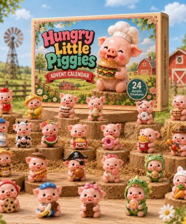 2026 Hungry Little Piggies 24-Day Advent Calendar With Premium Acrylic Charms - Adorable Piglet Countdown Gift For Kids & Collectors