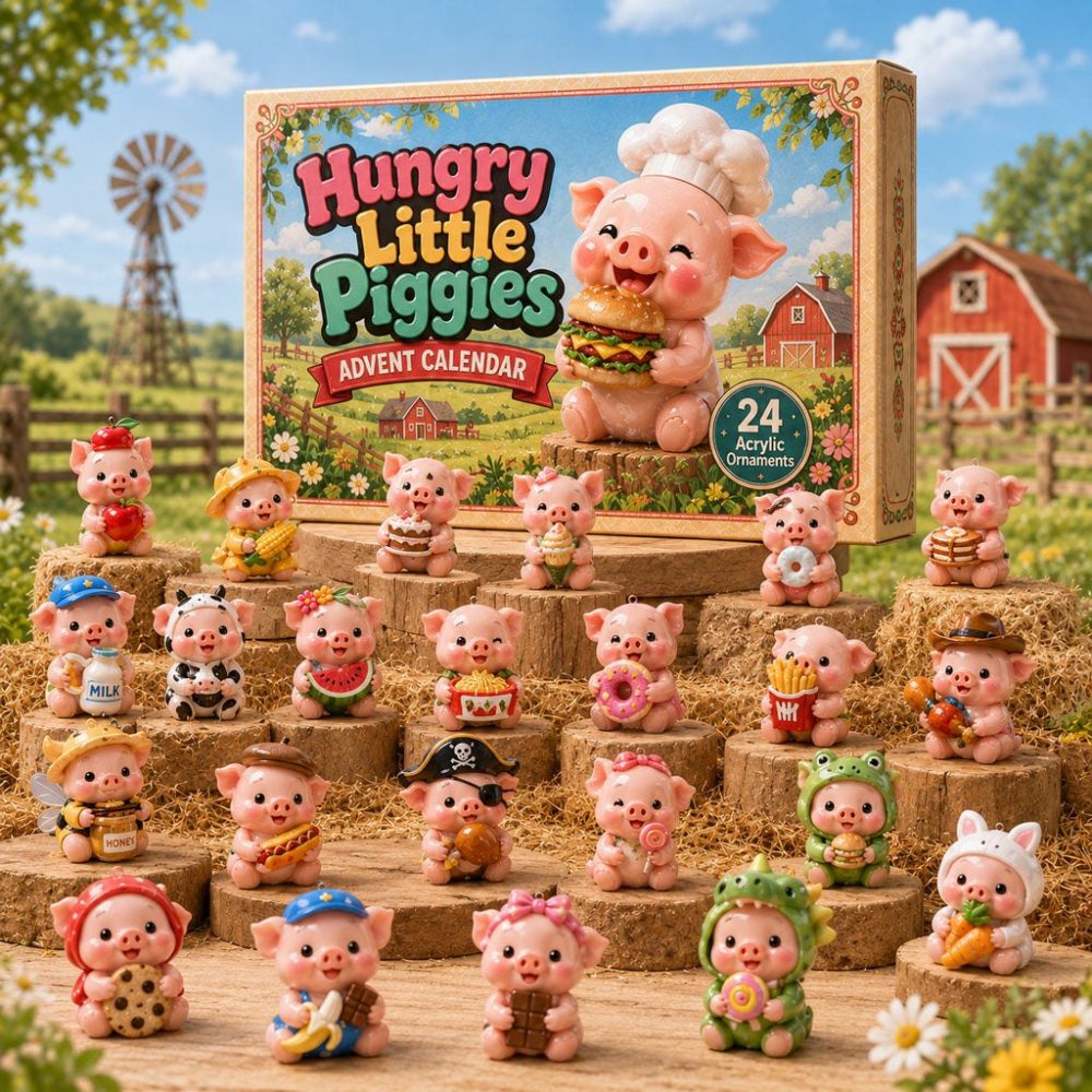 2026 Hungry Little Piggies 24-Day Advent Calendar With Premium Acrylic Charms - Adorable Piglet Countdown Gift For Kids & Collectors