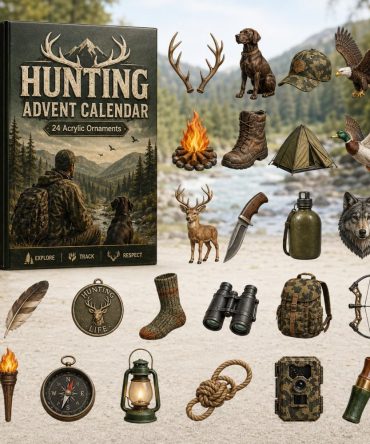 2026 Hunting Gear Advent Countdown — 24-Day Acrylic Charm Calendar For Anglers & Hunters, Tactical Gift & Cabin Decor