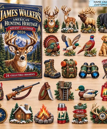 Hunting Heritage Advent Calendar 2026 — 24-Day Acrylic Charm Collection For Hunters, Camouflage & Trophy Decor