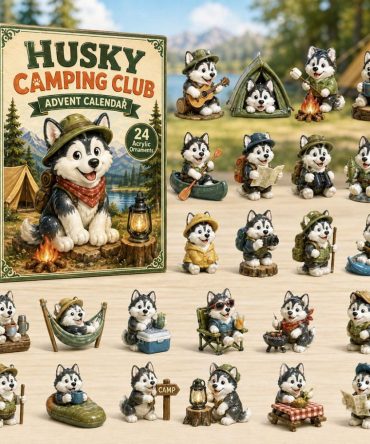Husky Camping Club 2026 Advent Calendar — 24 Acrylic Charms, Outdoor-Themed Countdown Gift For Adventurous Dog Lovers