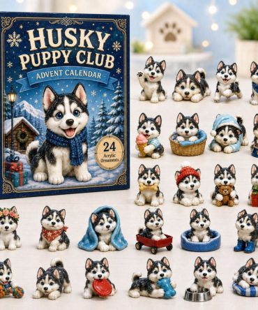 Husky Puppy Club 2026 Advent Calendar — 24 Acrylic Charms, Cute Puppy Countdown Gift For Kids & Dog Collectors