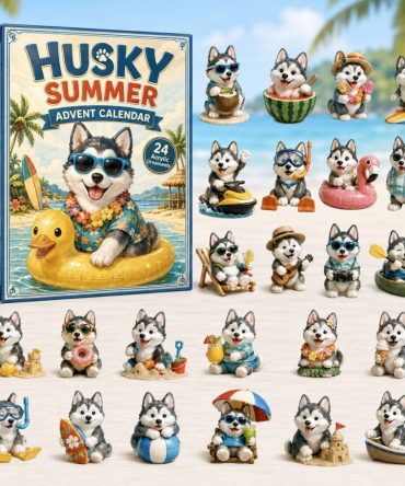 Husky Summer 2026 Advent Calendar — 24 Acrylic Charms, Bright Seasonal Countdown Gift For Husky & Dog Enthusiasts