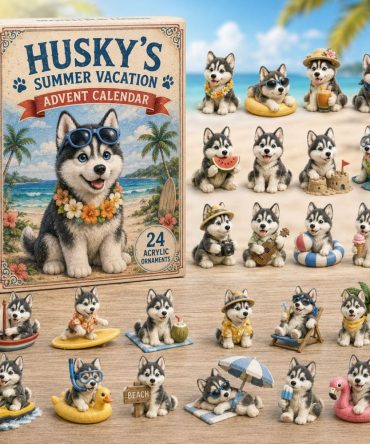 2026 Husky Summer Vacation 24-Day Advent Calendar With Premium Acrylic Charms - Sunny Husky Countdown Gift For Pet Fans & Travelers