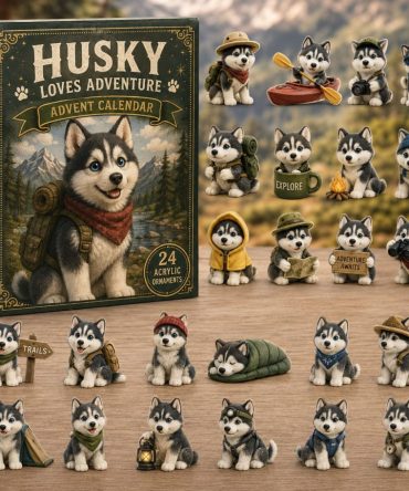 2026 Husky Winter Adventure 24-Day Advent Calendar With Premium Acrylic Charms - Snowy Husky Countdown Gift For Dog Lovers
