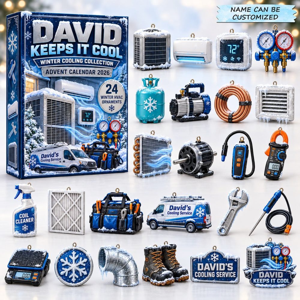 2026 Hvac Technician Winter Countdown - 24-Day Acrylic Charm Advent Calendar, Cooling Tools Gift For Service Pros