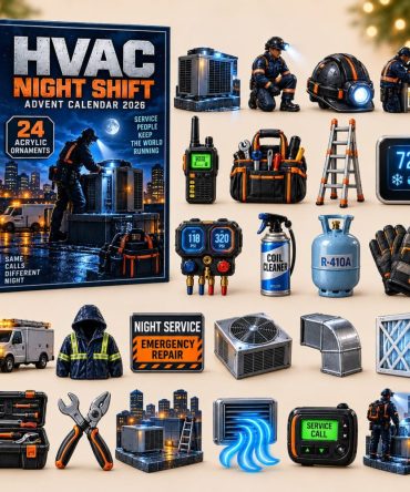 Night Shift Hvac Technician 24-Day Countdown Gift - Acrylic Charm Set For Service Techs, Holiday Tool-Themed Surprises