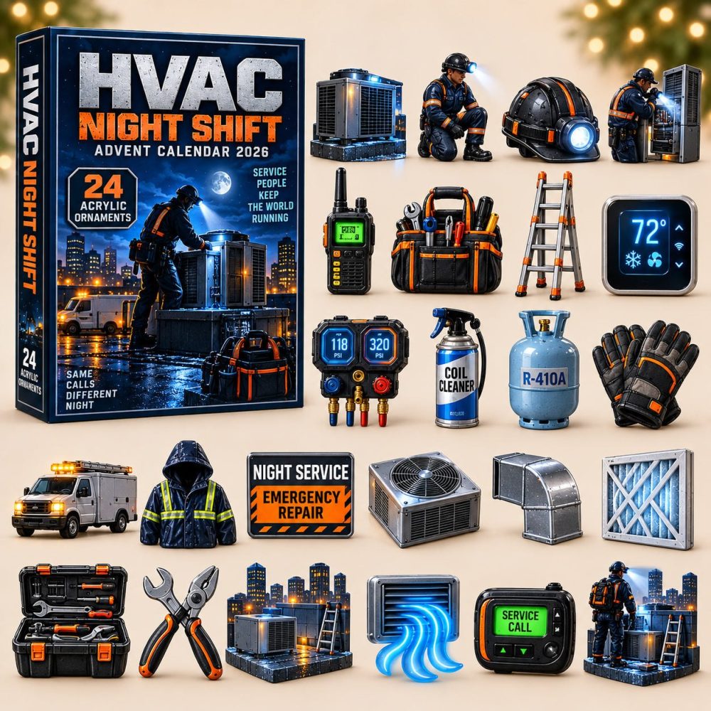Night Shift Hvac Technician 24-Day Countdown Gift - Acrylic Charm Set For Service Techs, Holiday Tool-Themed Surprises