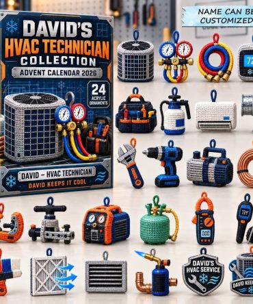 Hvac Tech 2026 Advent Calendar — 24 Hvac-Themed Acrylic Charms, Gift For Technicians, Tradesmen, Mechanic Holiday Countdown