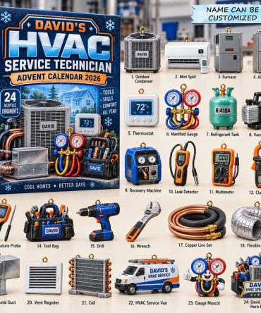 Hvac Technician Countdown Calendar 2026 — 24 Acrylic Charms, Tradesperson Gift Box For Mechanics & Service Pros