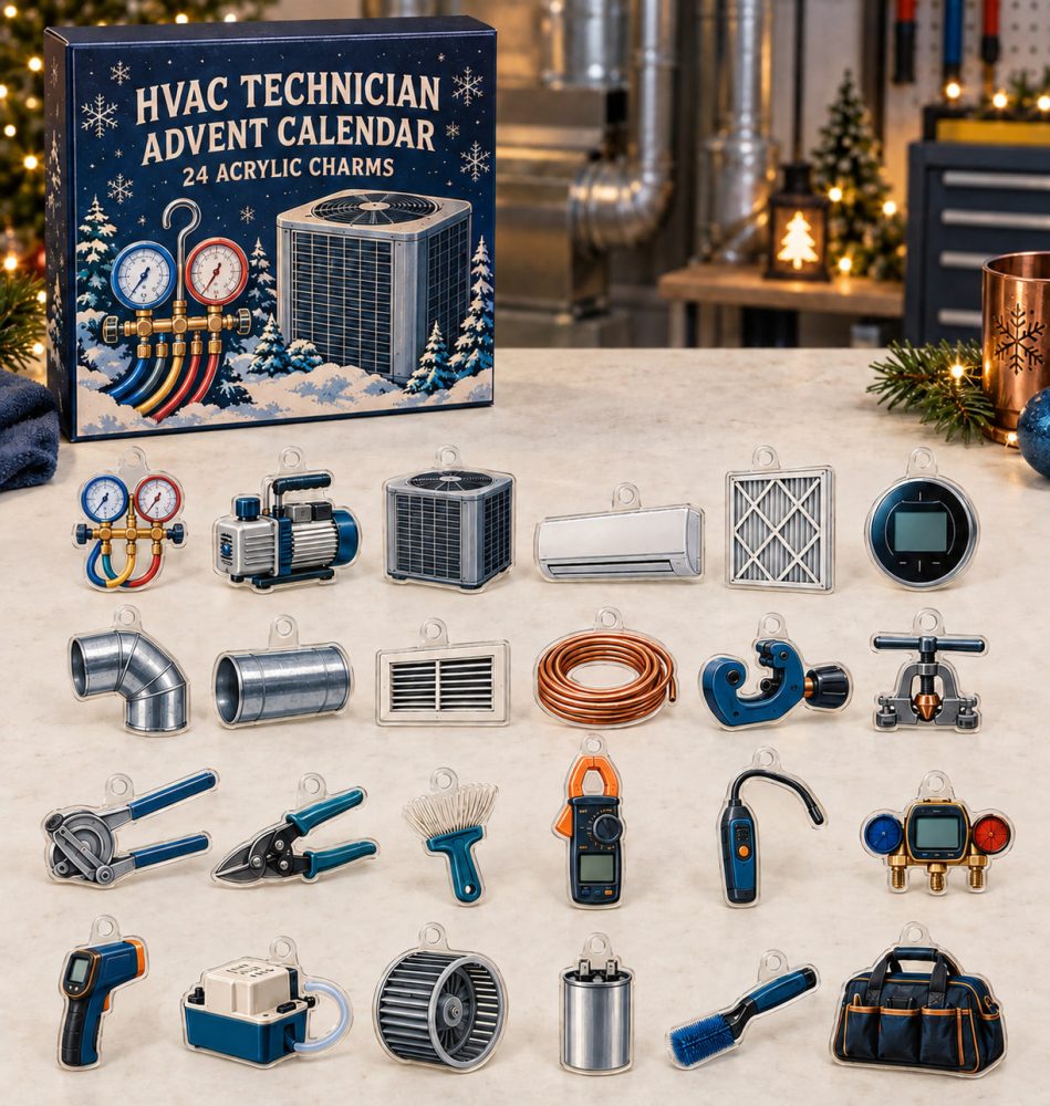 Hvac Technician Advent Calendar, 24 Hvac Tool Acrylic Charms, Heating & Cooling Trades Countdown Gift For Technicians 2026